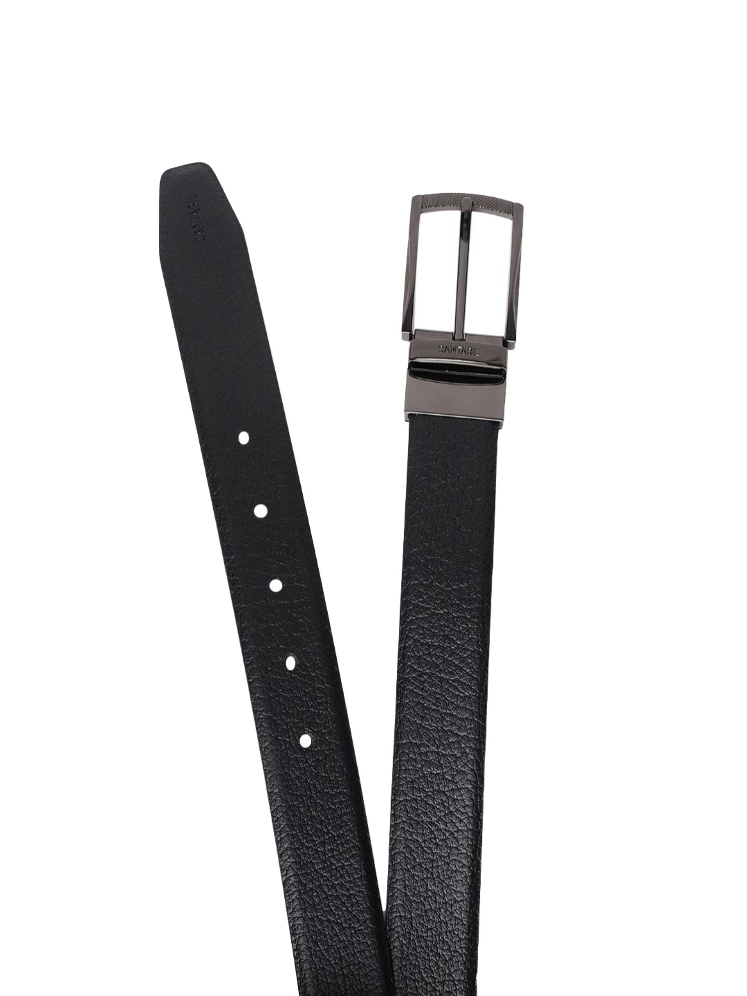BELWABA Black Textured Formal Leather Belt for Men