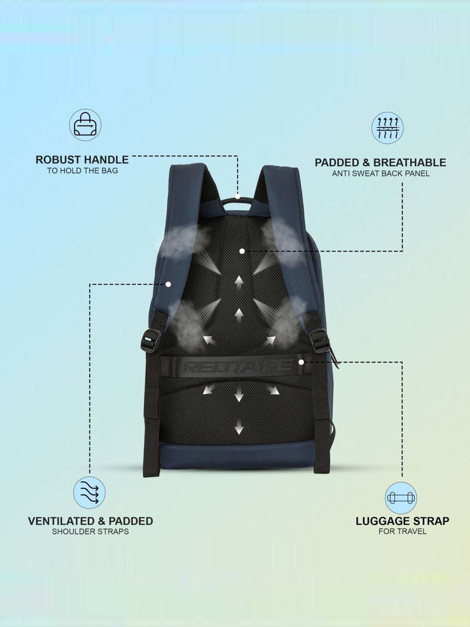 Red Tape 36 Navy Large Laptop Backpack