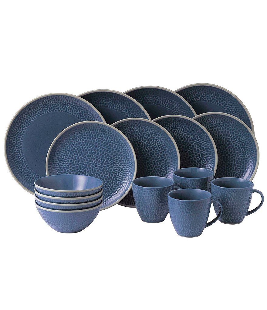 Gordon Ramsay by Royal Doulton Maze Grill Hammer Blue 16-Piece Dinnerware Set
