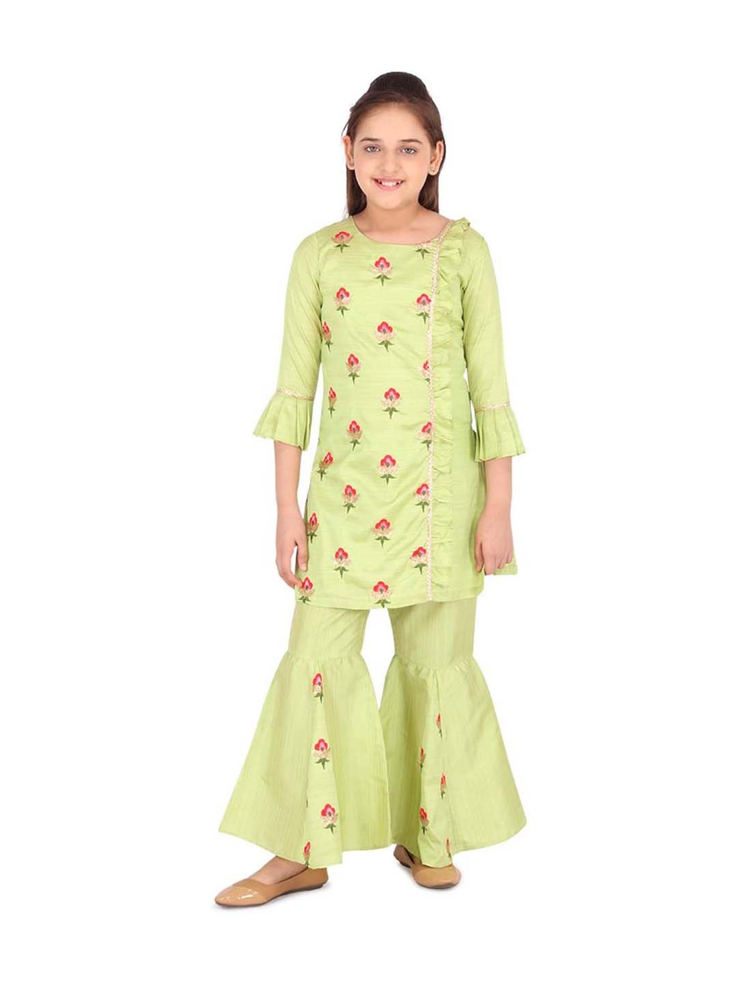 VASTRAMAY Kids Blue & White Cotton Over Dyed Kurta Set