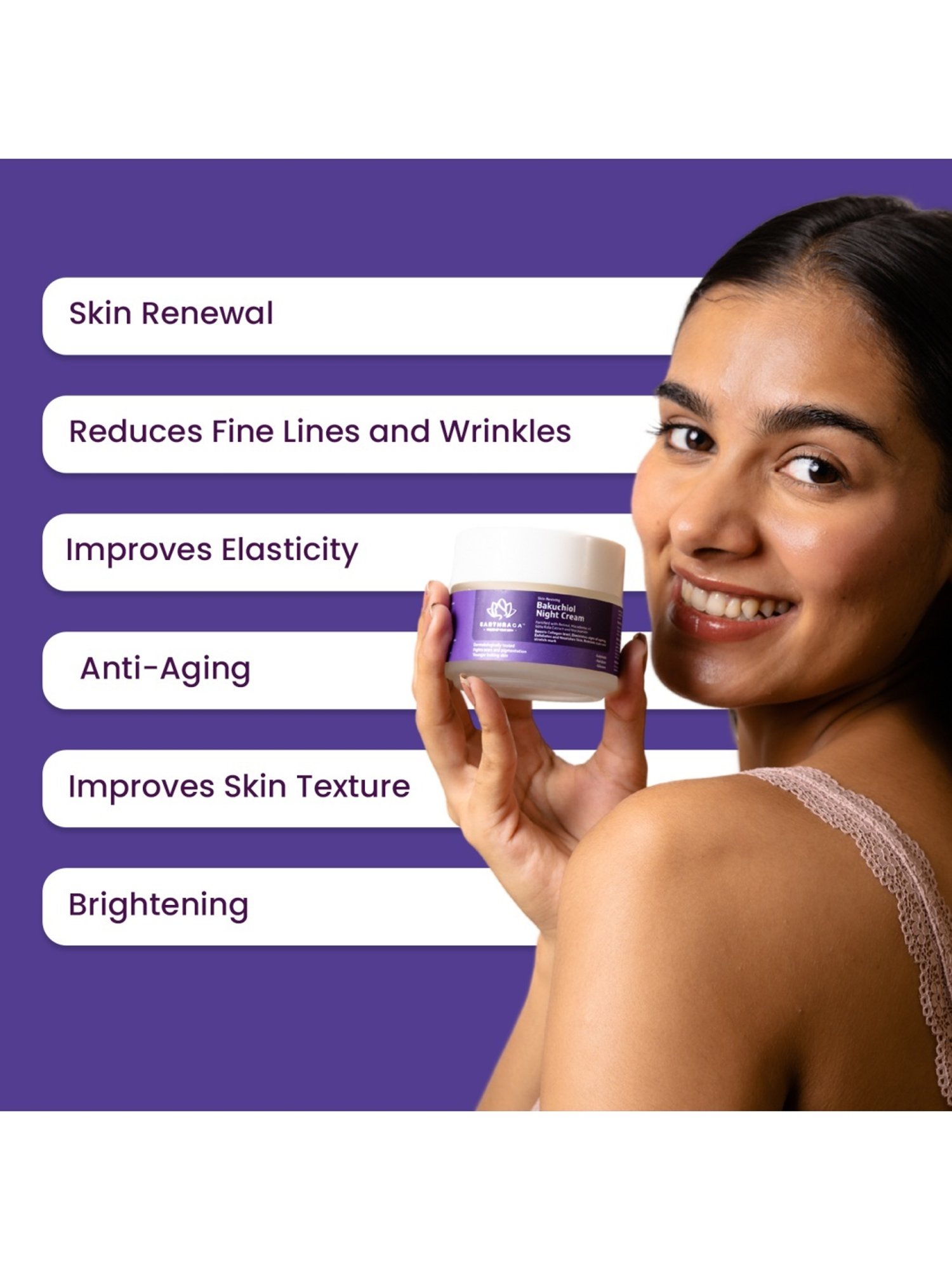 Earthraga Skin Reviving Bakuchiol Night Cream - 100 gm
