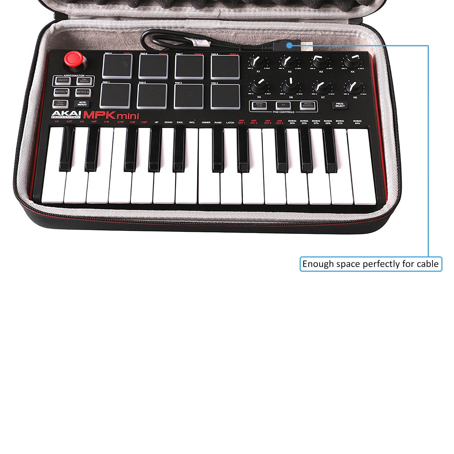 LTGEM Travel Carrying Storage Case for Akai Professional MPK Mini MKII 25-Key USB MIDI Controller (Case Only)