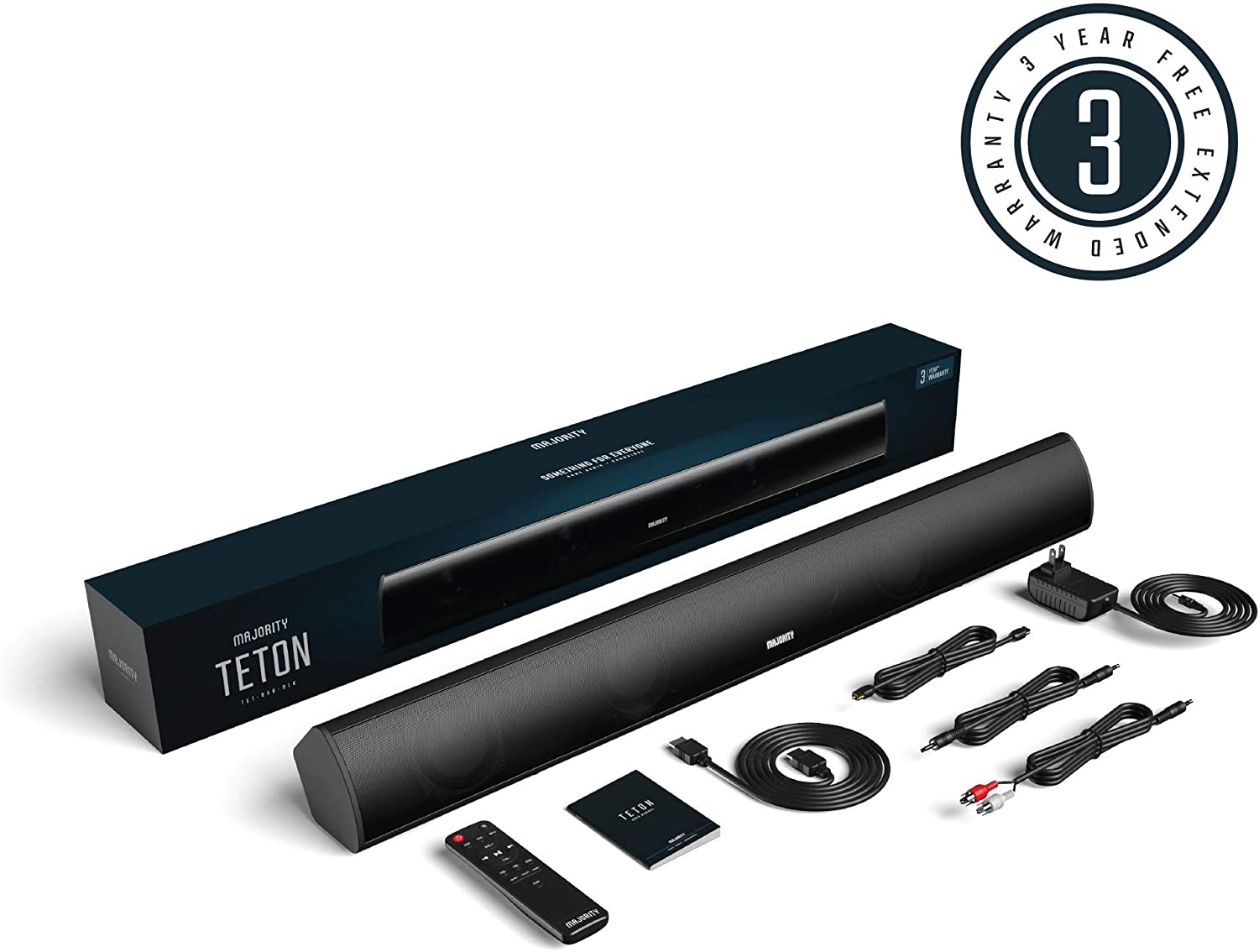 Teton 32 Inch 2.1 Channel Bluetooth Sound Bar/TV Soundbar Speaker with Built-in Subwoofer and HDMI ARC, USB, RCA + Optical Input (RCA, HDMI and Optical Cables Included) Ideal for TVs/Gaming