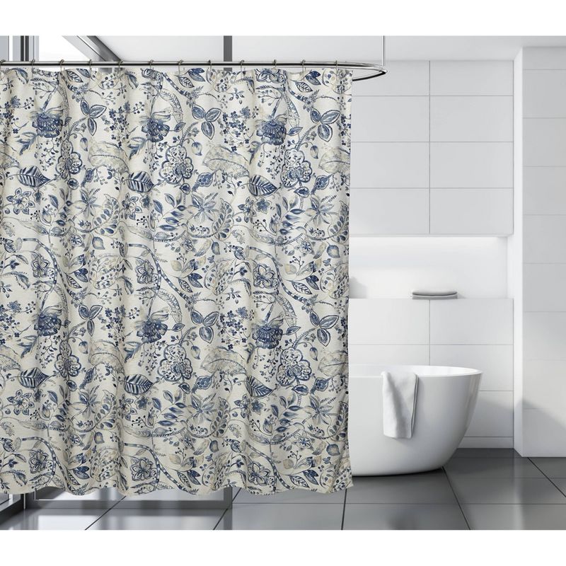 Georgian Shower Curtain Blue/Brown - Moda at Home
