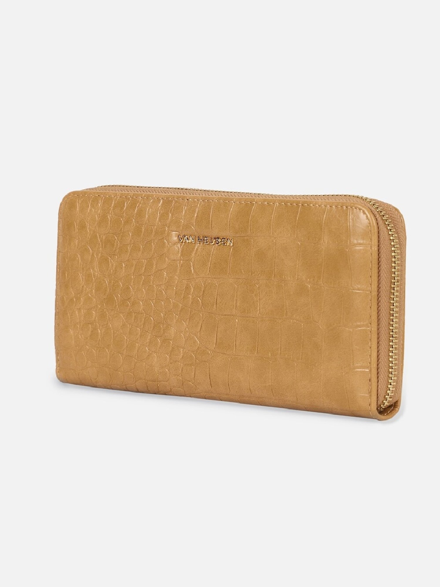Van Heusen Beige Textured Zip Around Wallet for women