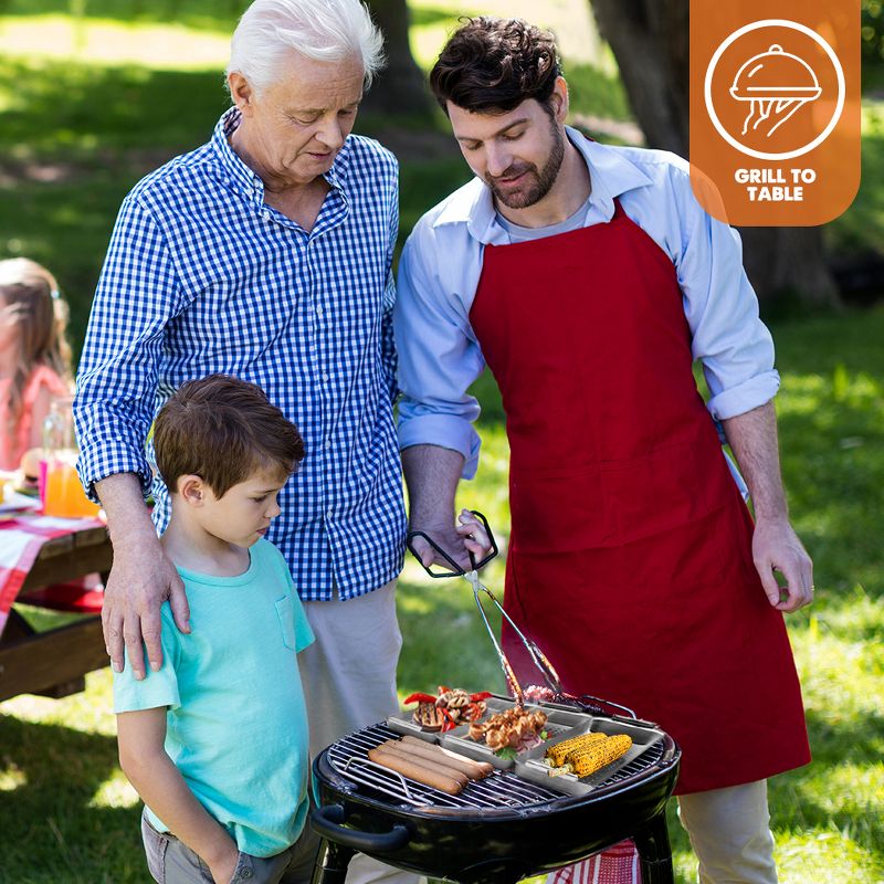 Yukon Glory Grill 'n' Serve BBQ Basket Set, Revolutionary Grill to Table Design, Includes 3 BBQ Baskets, Serving Tray and Patented Clip-on Handle.