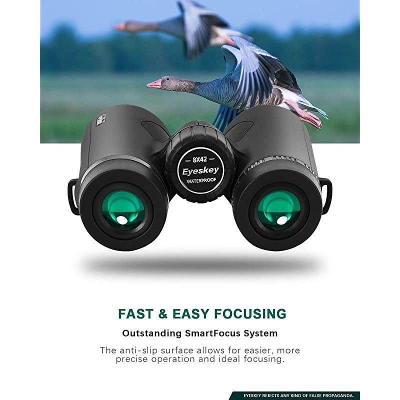 Bird Watching Binoculars for Adults Compact | Waterproof Fog Proof Binoculars for Outdoor Games Hunting | Clear LowLight Vision | Wide Field of View | Professional Sports Optics Black8X42