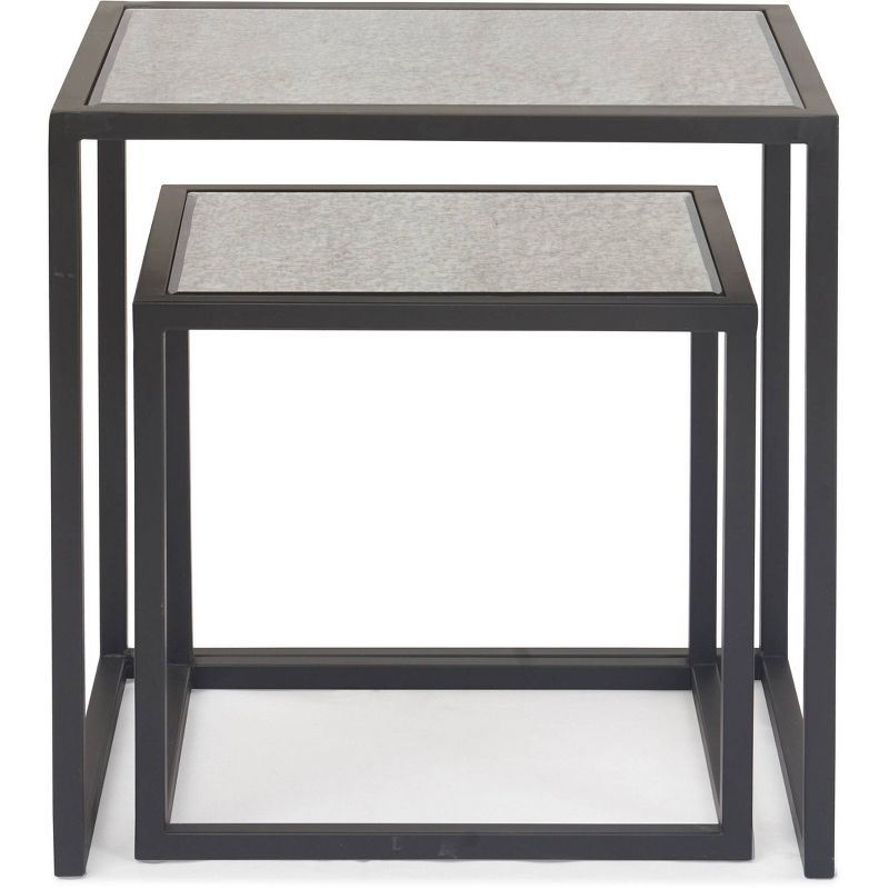 Set of 2 Gramercy Square Mirrored Accent Tables Black - Finch