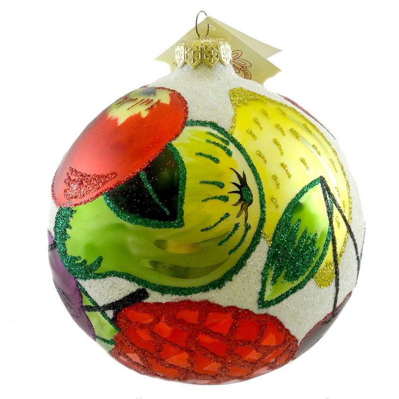 Larry Fraga Mixed Fruit Ornament Ball Apple Pear Grape  -  Tree Ornaments