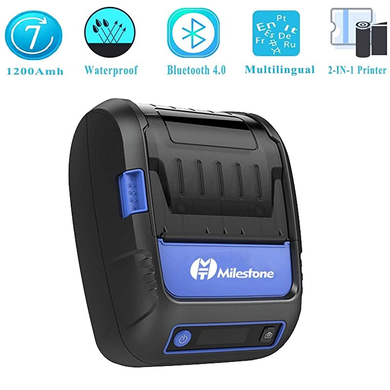 Mobile Thermal Receipt Printer,  Handheld 2 Inches 58mm Mini Portable Bluetooth 4.0 POS Printer Wireless with Rechargeable Battery, Compatible with Android/Windows