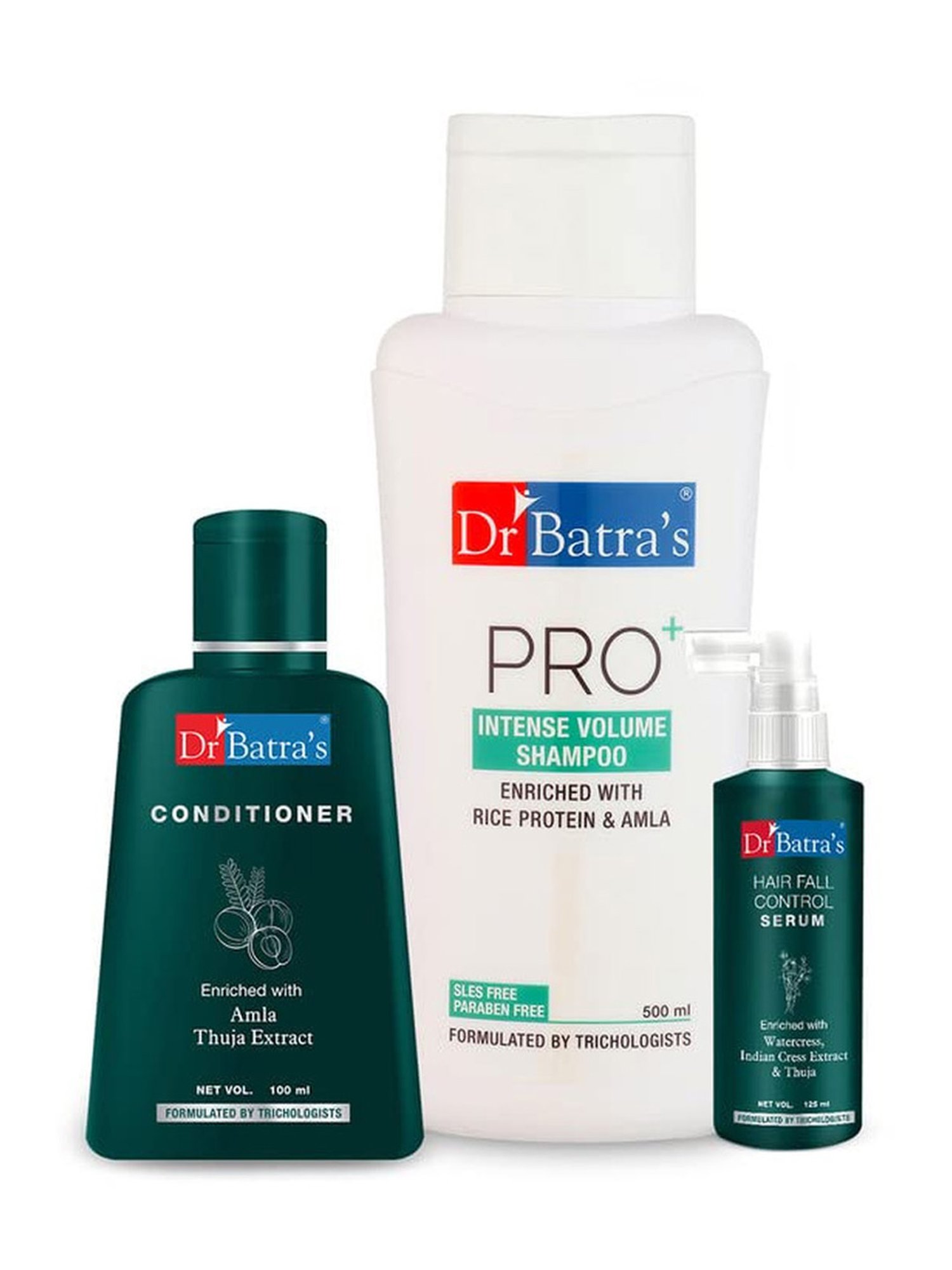 Dr. Batra's Hair Fall Control Serum, Conditioner & Pro+ Intense Volume Shampoo