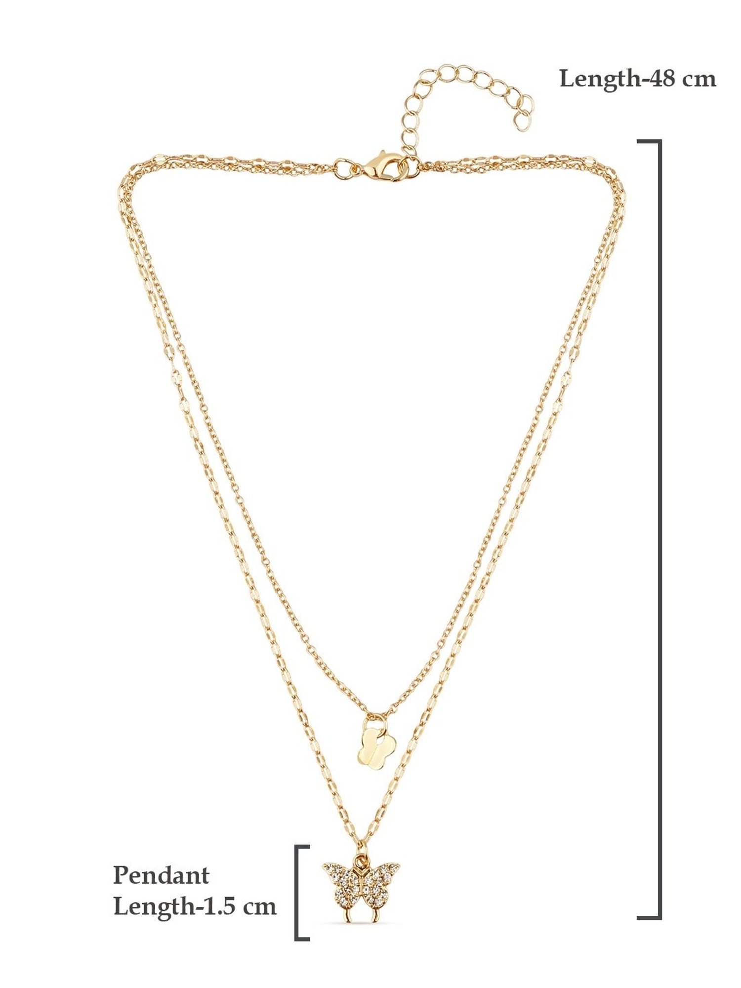 ToniQ Gold-Plated Butterfly Charm Layered Necklace for Women