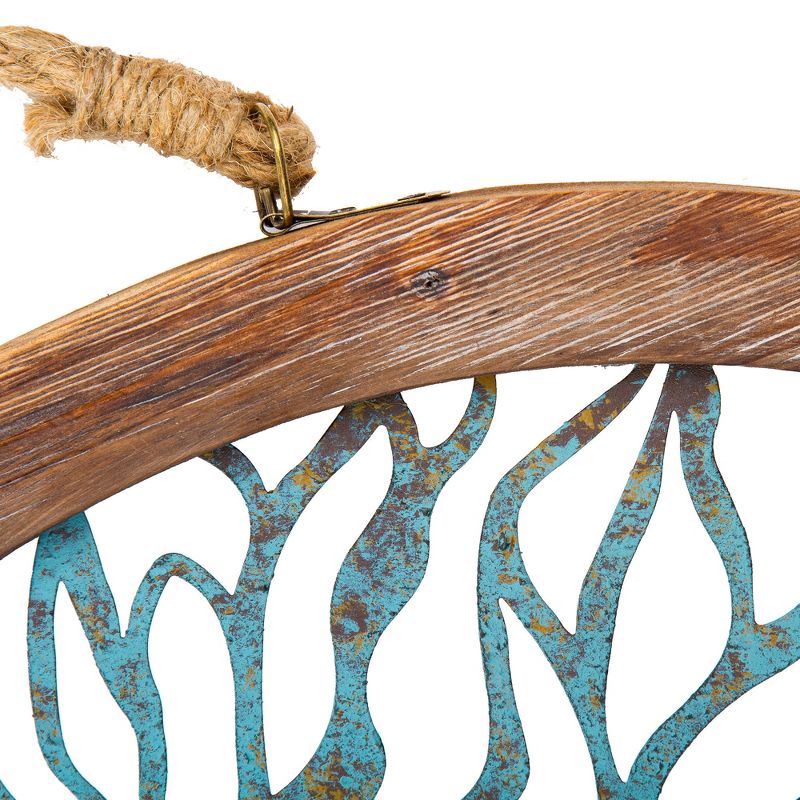 18"x18" Rustic Round Wood and Patina Decorative Tree Wall Decor Brown - Patton Wall Decor