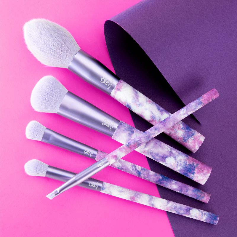 MODA Brush 5pc Peaceful Purple Tie Dye Makeup Brush Set, Includes - Blush, Domed Shadow, Crease, and Angle Eyeliner Brushes