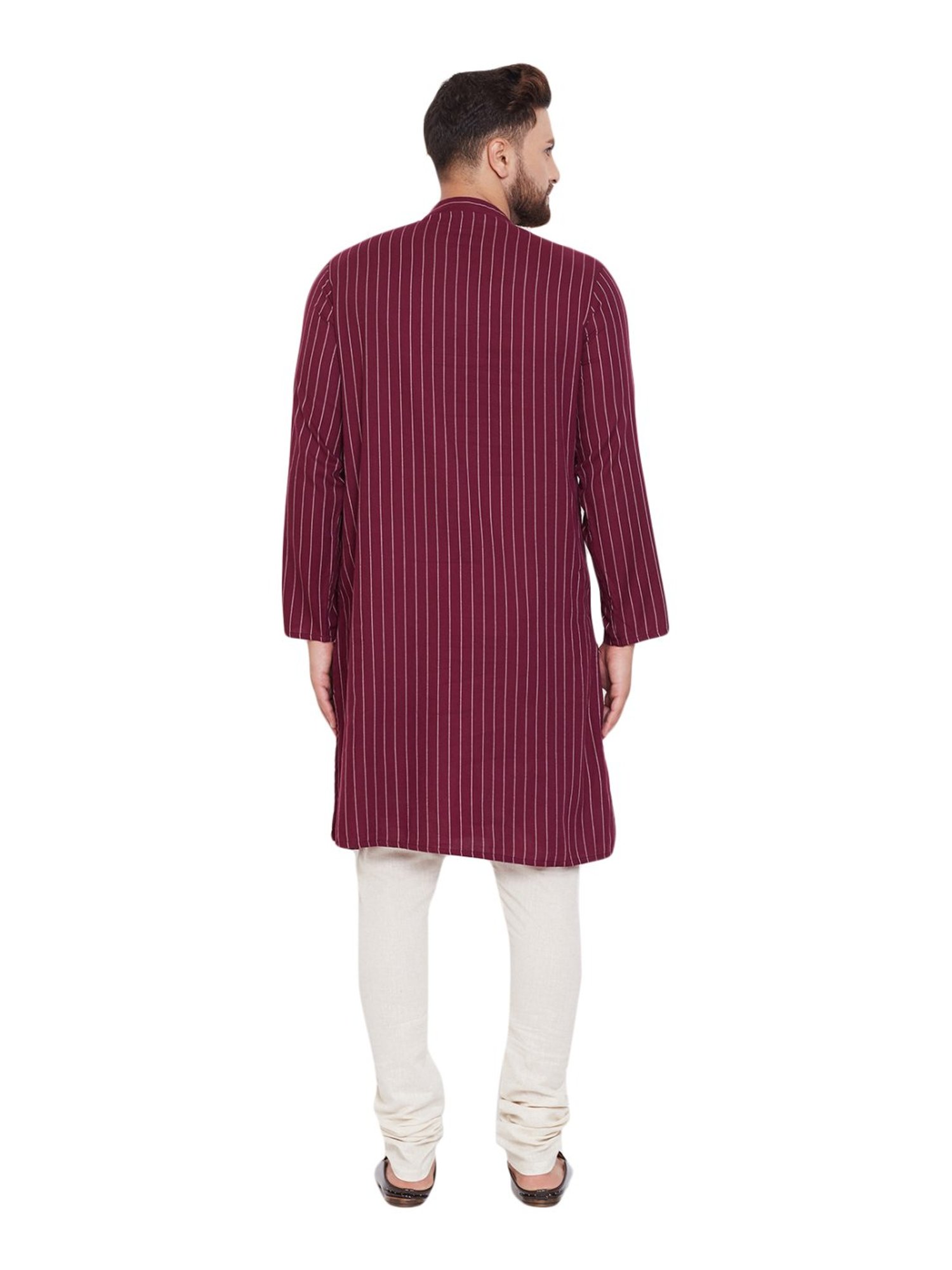 Even Maroon Regular Fit Striped Kurta