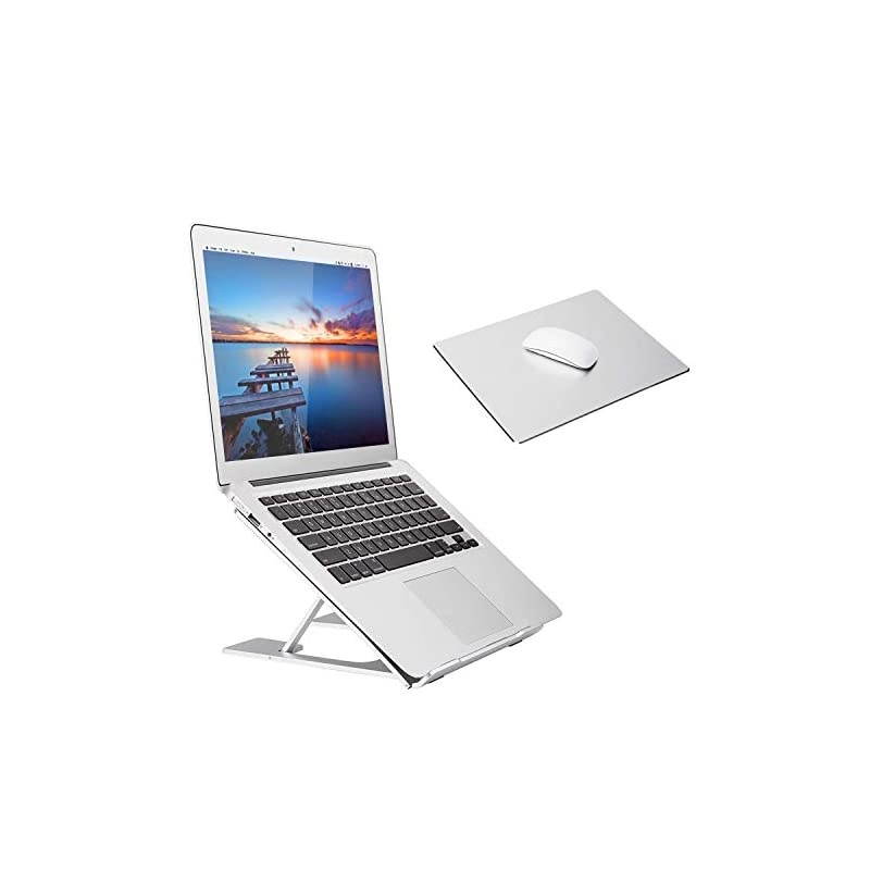 Laptop StandVentilated Portable Ergonomic Notebook Riser for DeskMultiAngle Portable AntiSlip Mount for MacBook Surface Laptop Notebook 1017 Tablet Silver+Mouse Mat