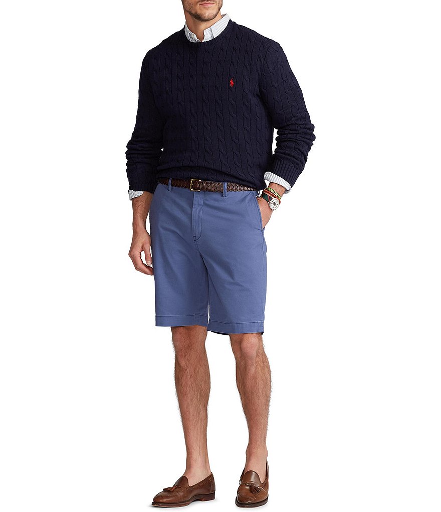 Roundtree & Yorke Big and Tall Performance 9#double; and 11#double; Inseam Flat Front Herringbone Print Shorts