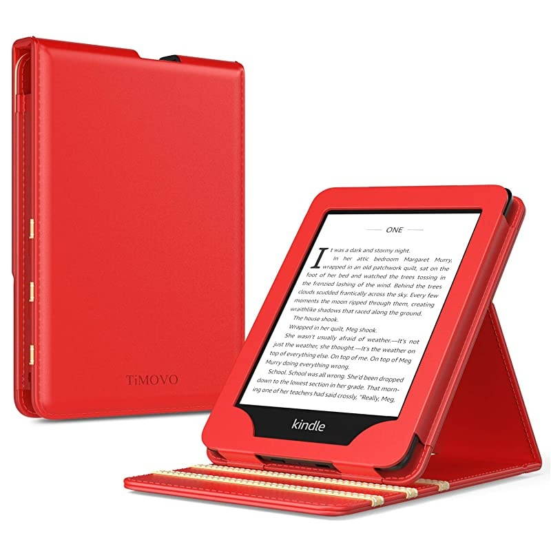 Case Compatible for Kindle Paperwhite E-Reader (10th Generation, 2018 Release) - Vertical Multi-Viewing Flip Stand Cover with Auto Sleep/Wake Fit  Kindle Paperwhite, Red