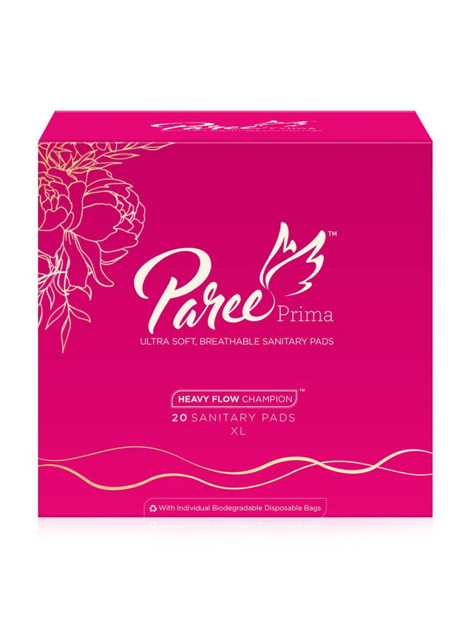 Paree Prima Ultra Soft Sanitary Trifold XL Pads for Women - 20 Pcs