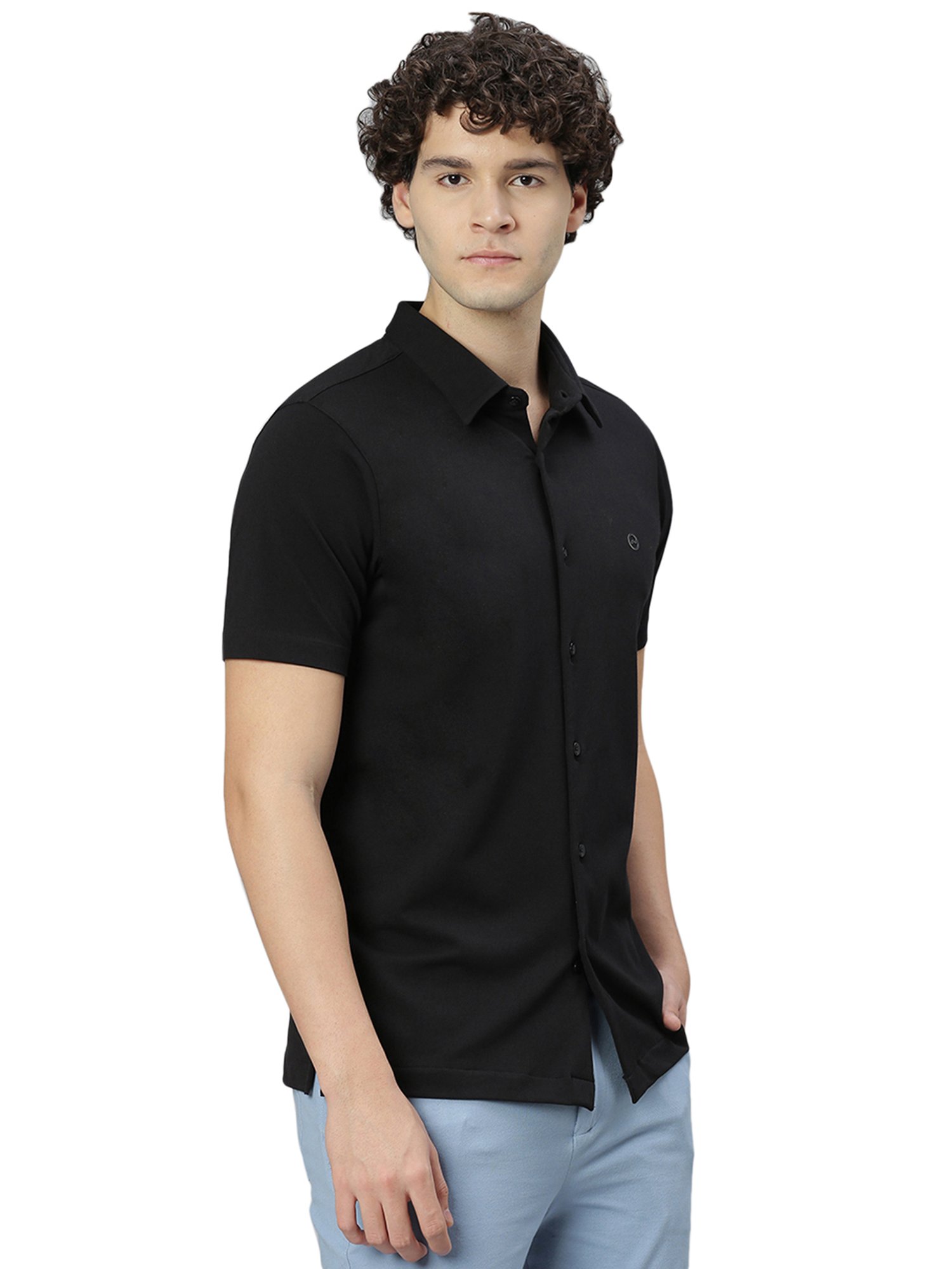 Slowave Black Regular Fit Shirt