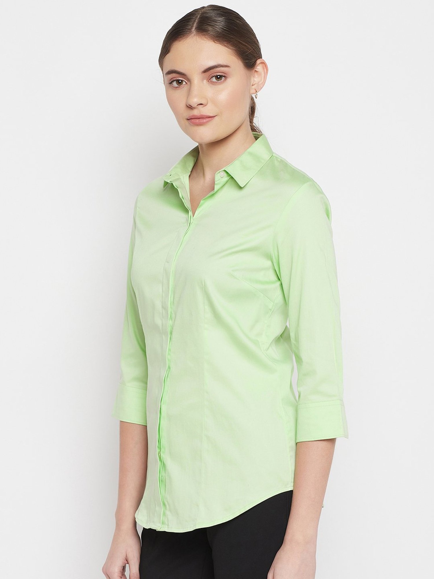 Crozo By Cantabil Green Cotton Shirt