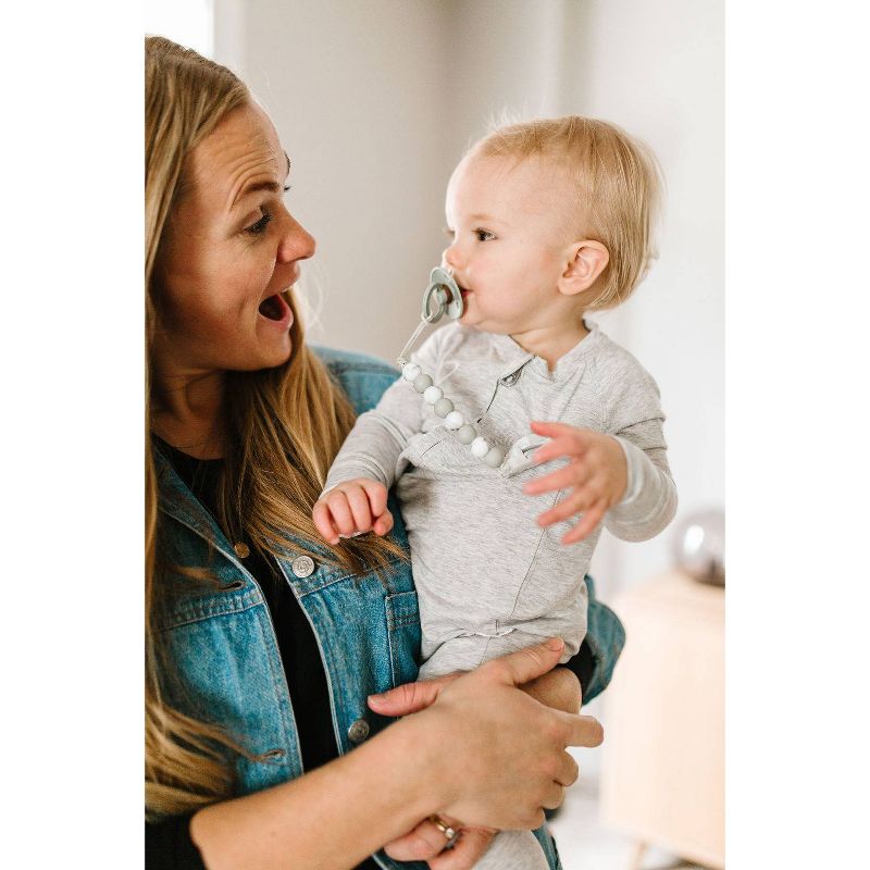 Loulou Lollipop Lolli Soother Holder in Silicone Clip - Marble Gray