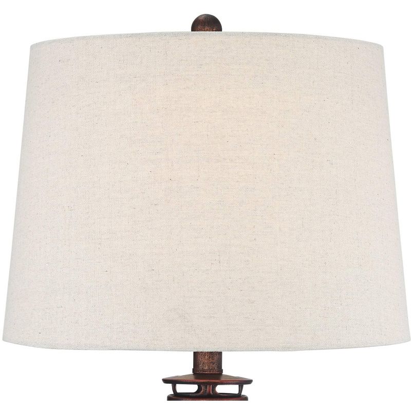 Franklin Iron Works Murphy Red Bronze Miner Lantern Table Lamp with Table Top Dimmer