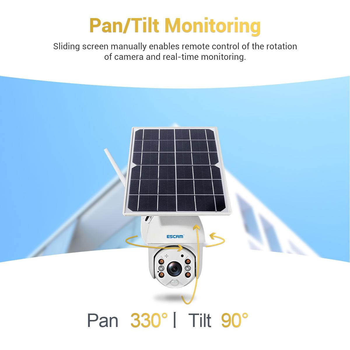 1080P WIFI Battery PIR Alarm PTZ Camera With Solar Panel Two Way Audio Intercom
