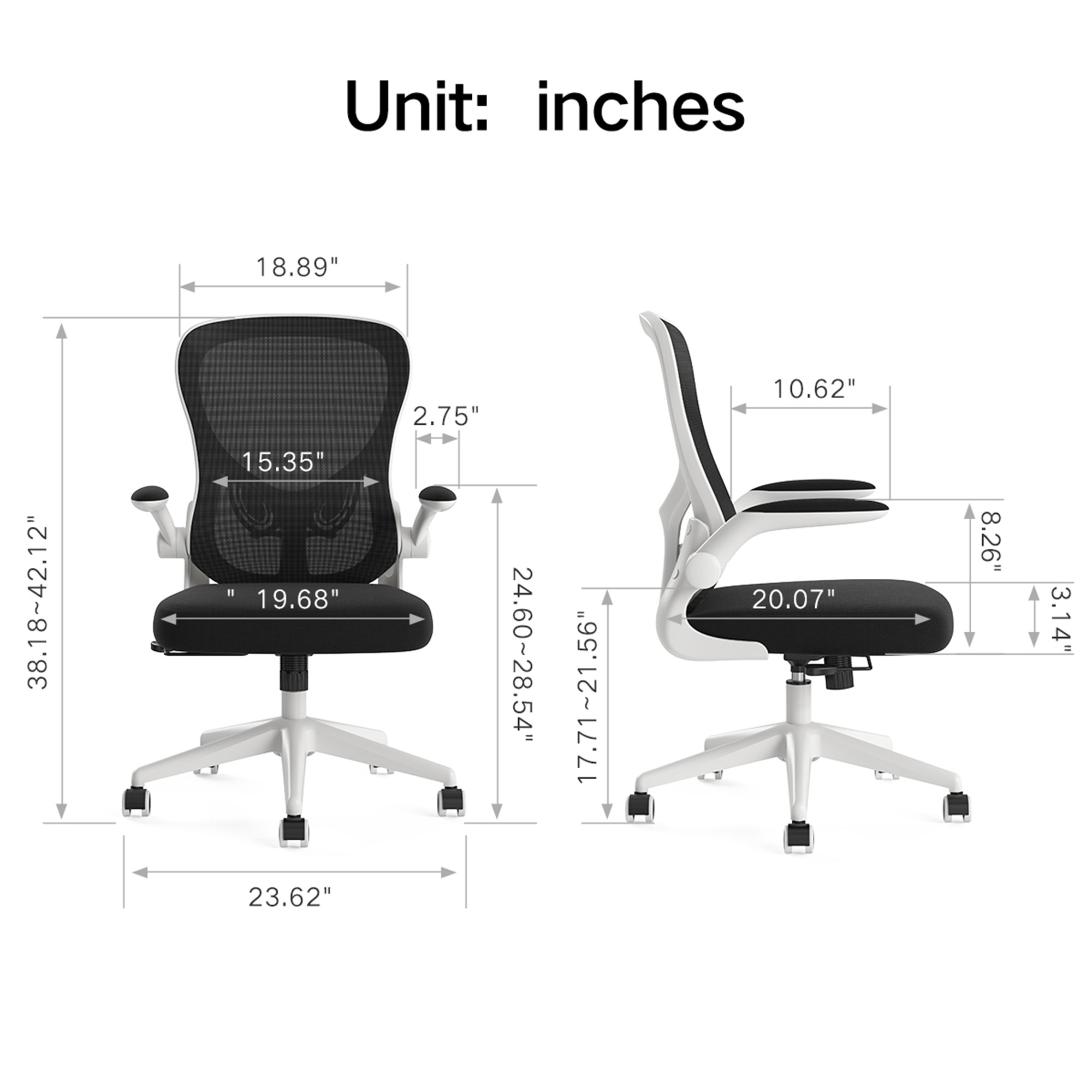 Hbada Office Chair, Ergonomic Desk Chair, Computer Mesh Chair with Lumbar Support and Flip-up Arms, Black
