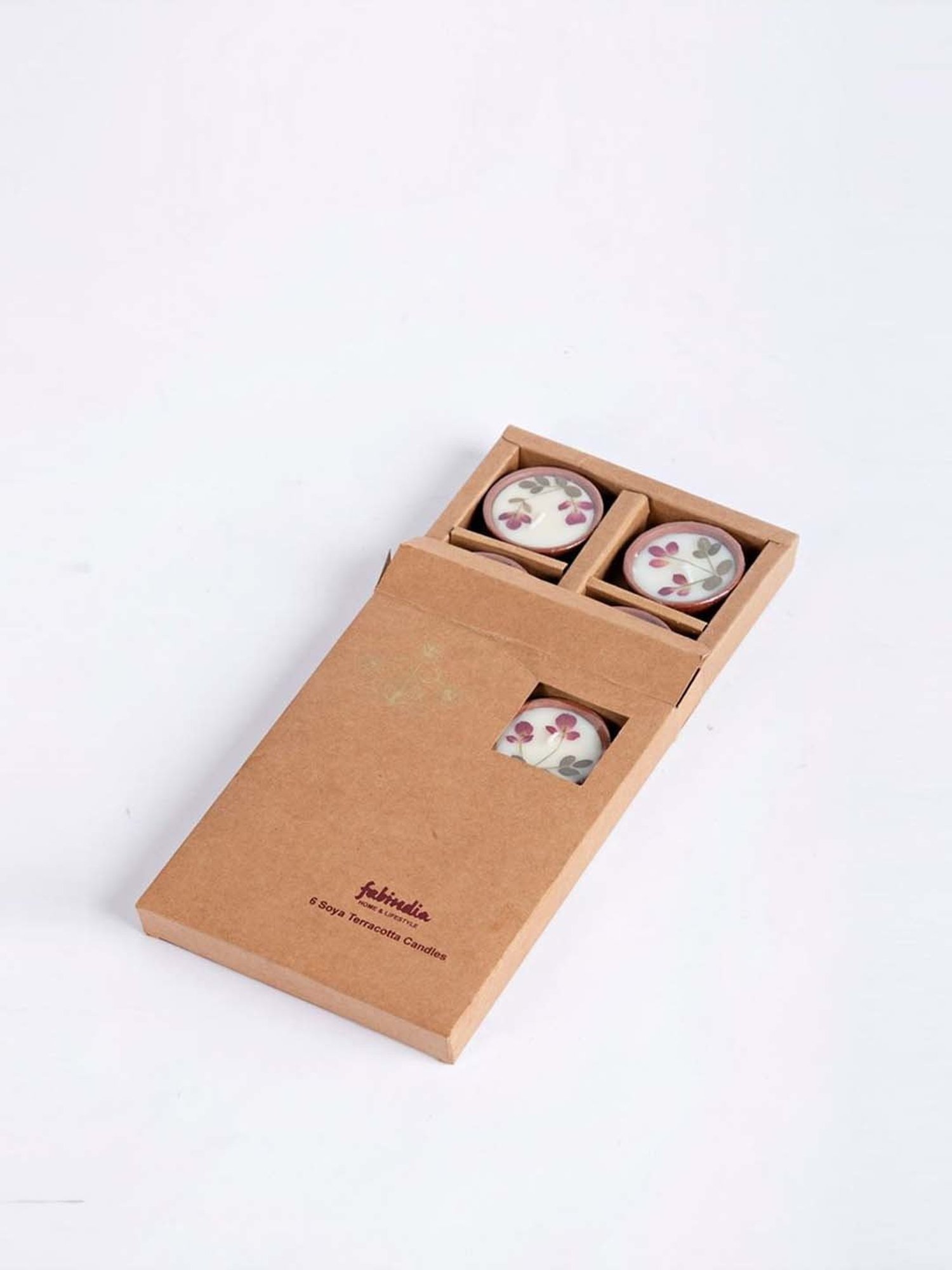 Fabindia Home Azaan Brown Wax T-Lite Candles - Set of 6