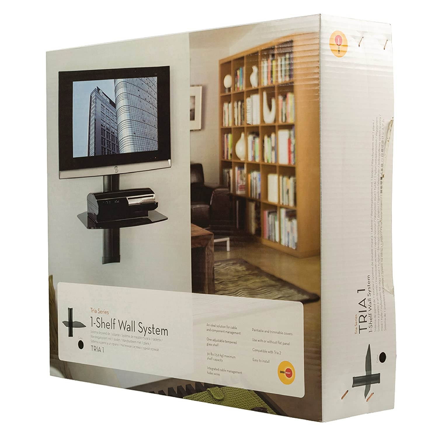 Omnimount Tria 1 B 1-Shelf Wall Furniture - Black/Dark Glass