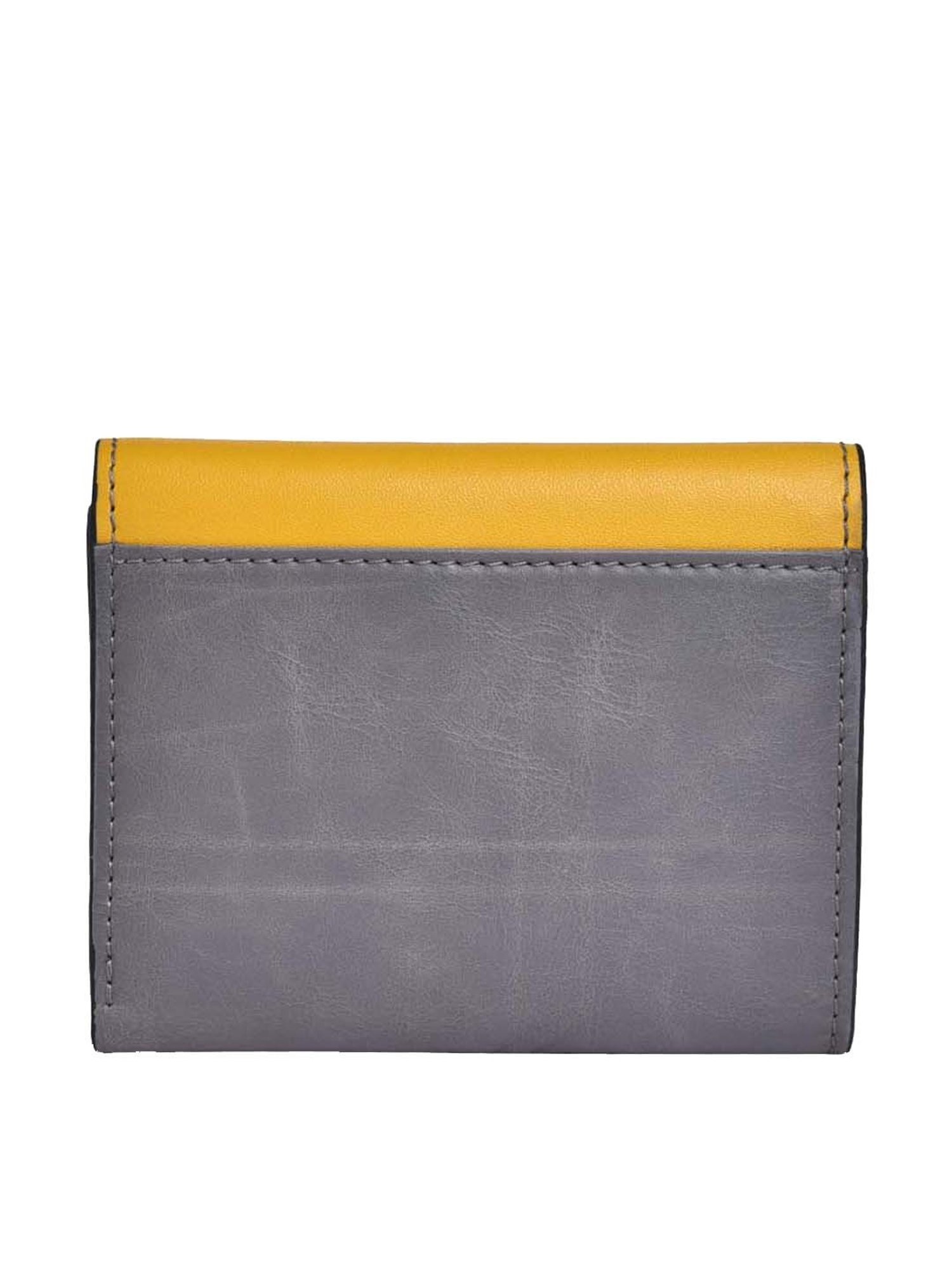 BELWABA Grey Color Block Tri-Fold Wallet for Women