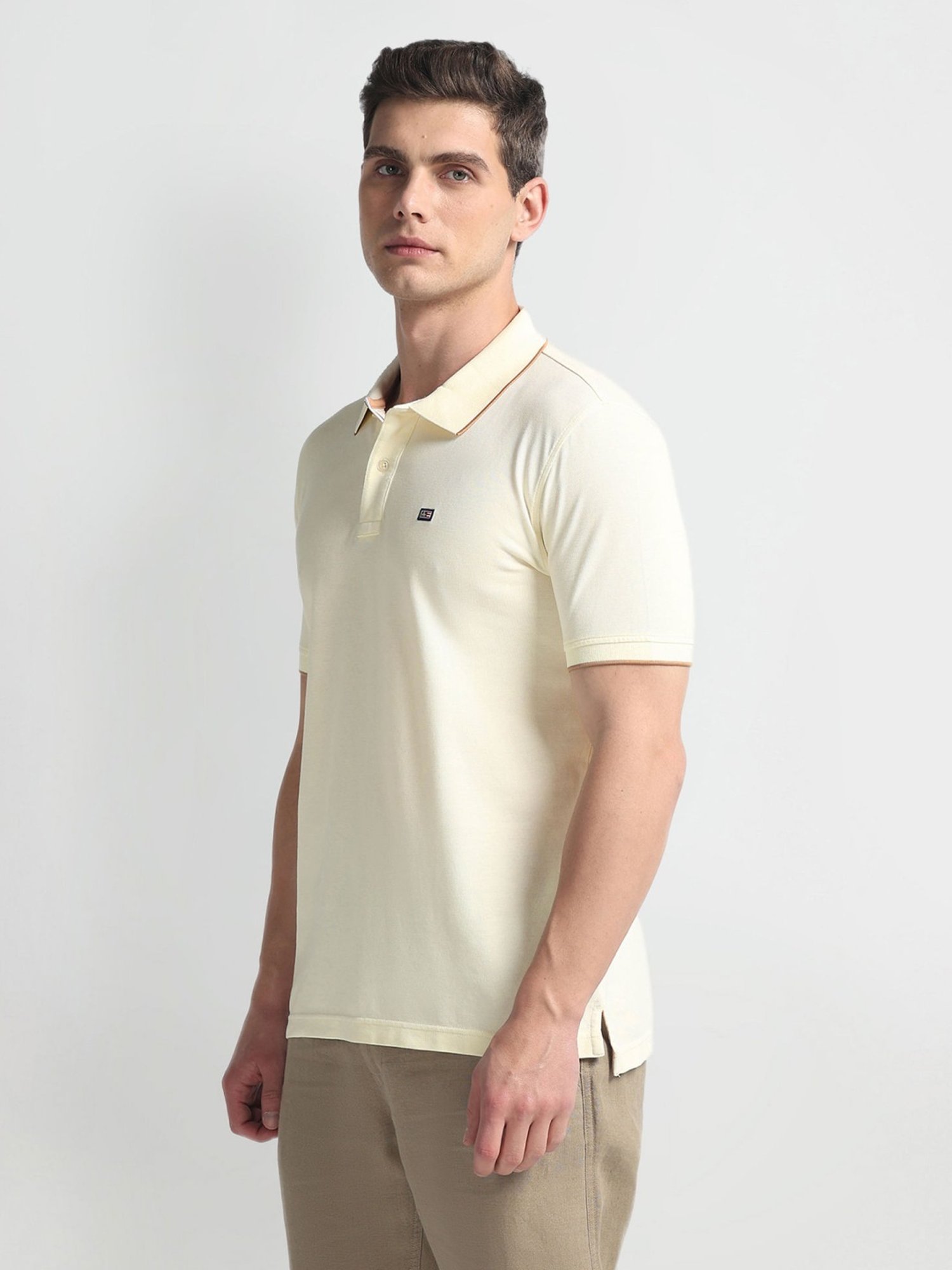 Arrow Sports White Cotton Regular Fit Polo T-Shirt
