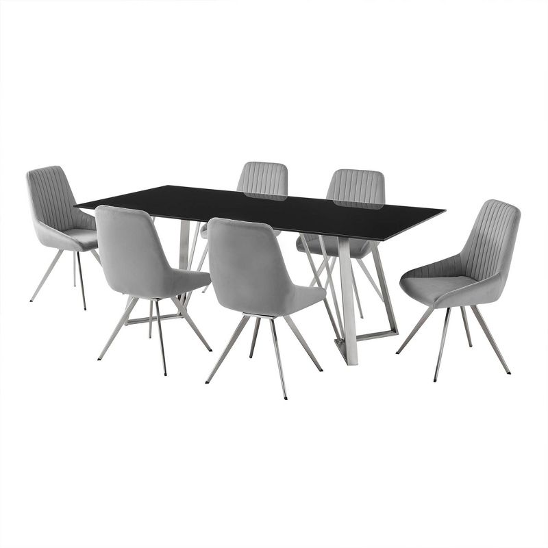 7pc Cressida and Skye Rectangular Dining Set Gray - Armen Living