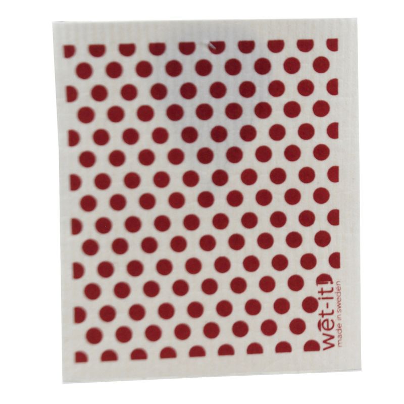 Swedish Dish Cloth 7.75" Happy Hibiscus & Red Dots Absorbant Cleaning Cloth  -  Dish Cloth