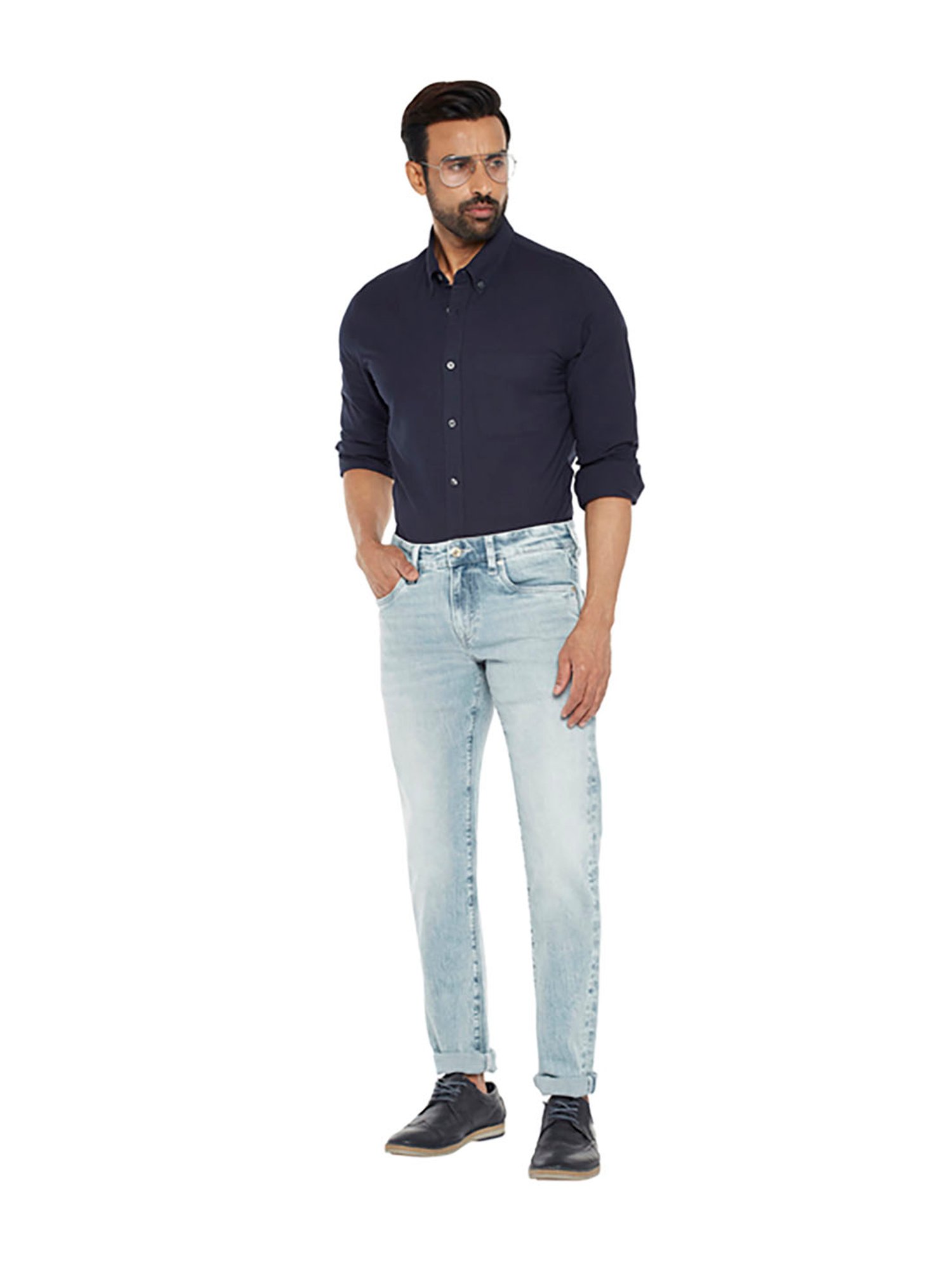 EVERBLUE Blue Tapered slim Fit Midrise Stretchable Jeans