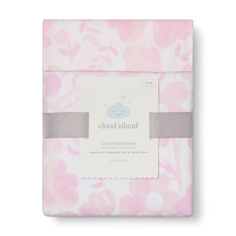 Fitted Crib Sheet Watercolor Floral - Cloud Island™ Pink