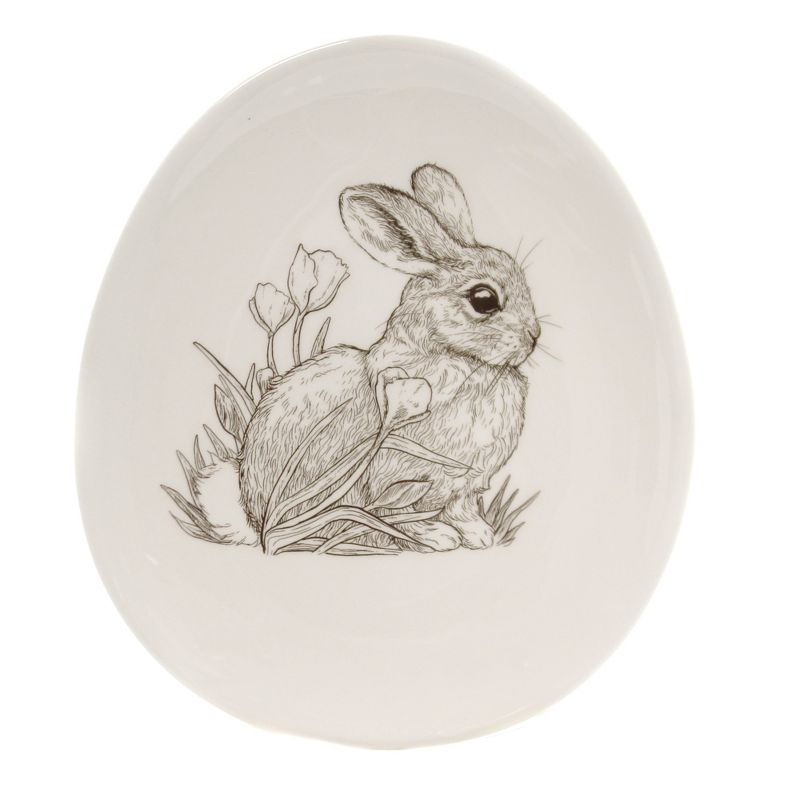 Tabletop 8.25" Sitting Bunny Plate Easter Tulips Burton & Burton  -  Dining Plates