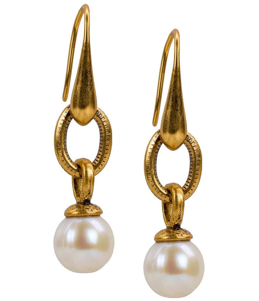 Patricia Nash World Coin Pearl Drop Earrings