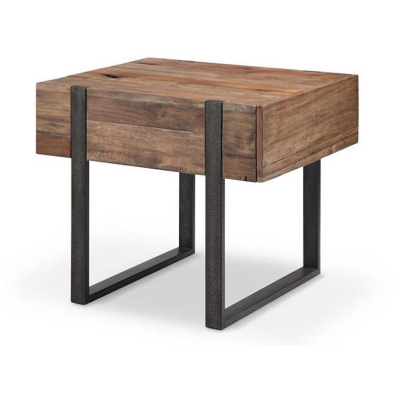 Prescott Modern Reclaimed Wood Rectangular End Table in Rustic Honey - Magnussen Home Furnishings