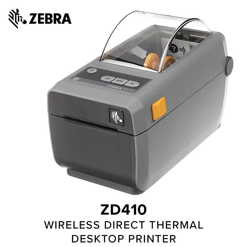 ZD410 Wireless Direct Thermal Desktop Printer for Labels Receipts Barcodes Tags and Wrist Bands Print Width of 2 in USB Ethernet Bluetooth Low Energy Connectivity