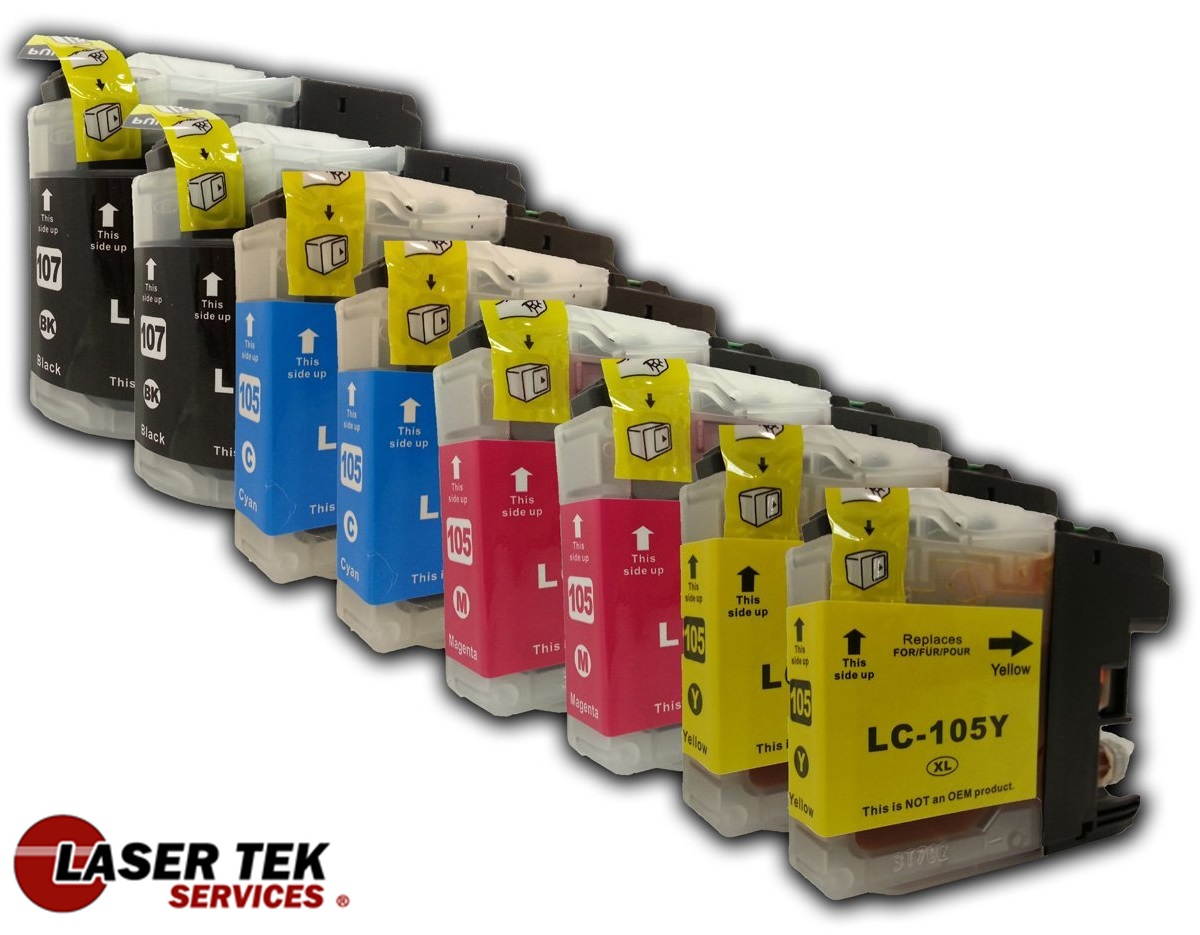 Brother LC107 and LC105 8-Set Compatible Super High Yield Ink Cartridges (2BK, 1C, 1M, 1Y) MFC-J4310DW MFC-J4410DW