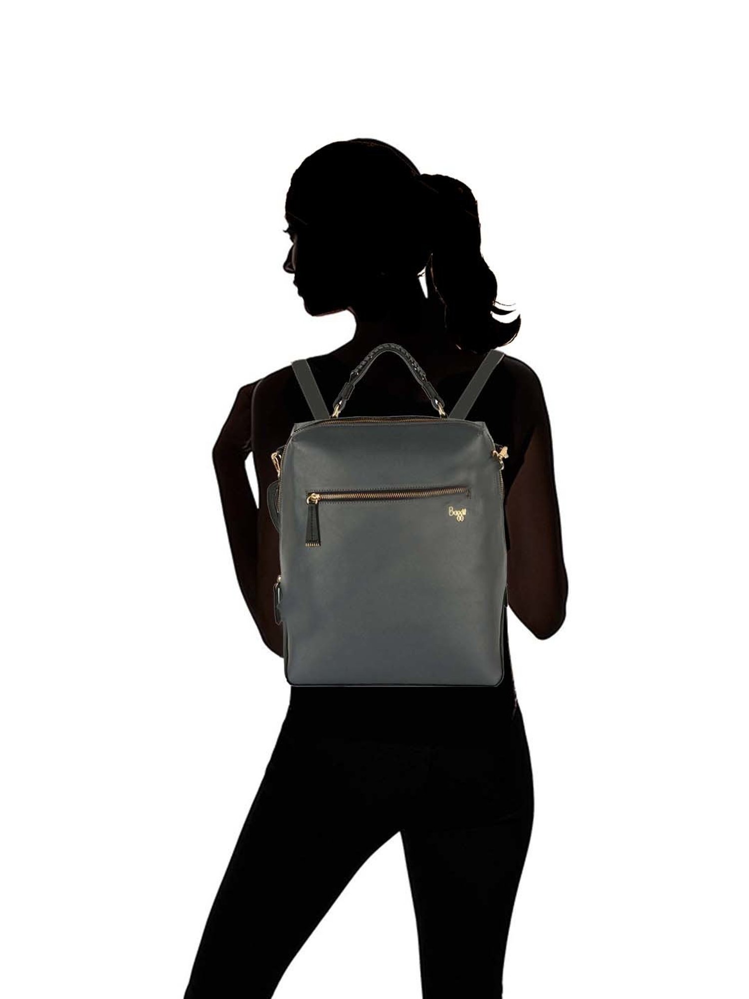 Baggit Grey Solid Medium Convertible Backpack