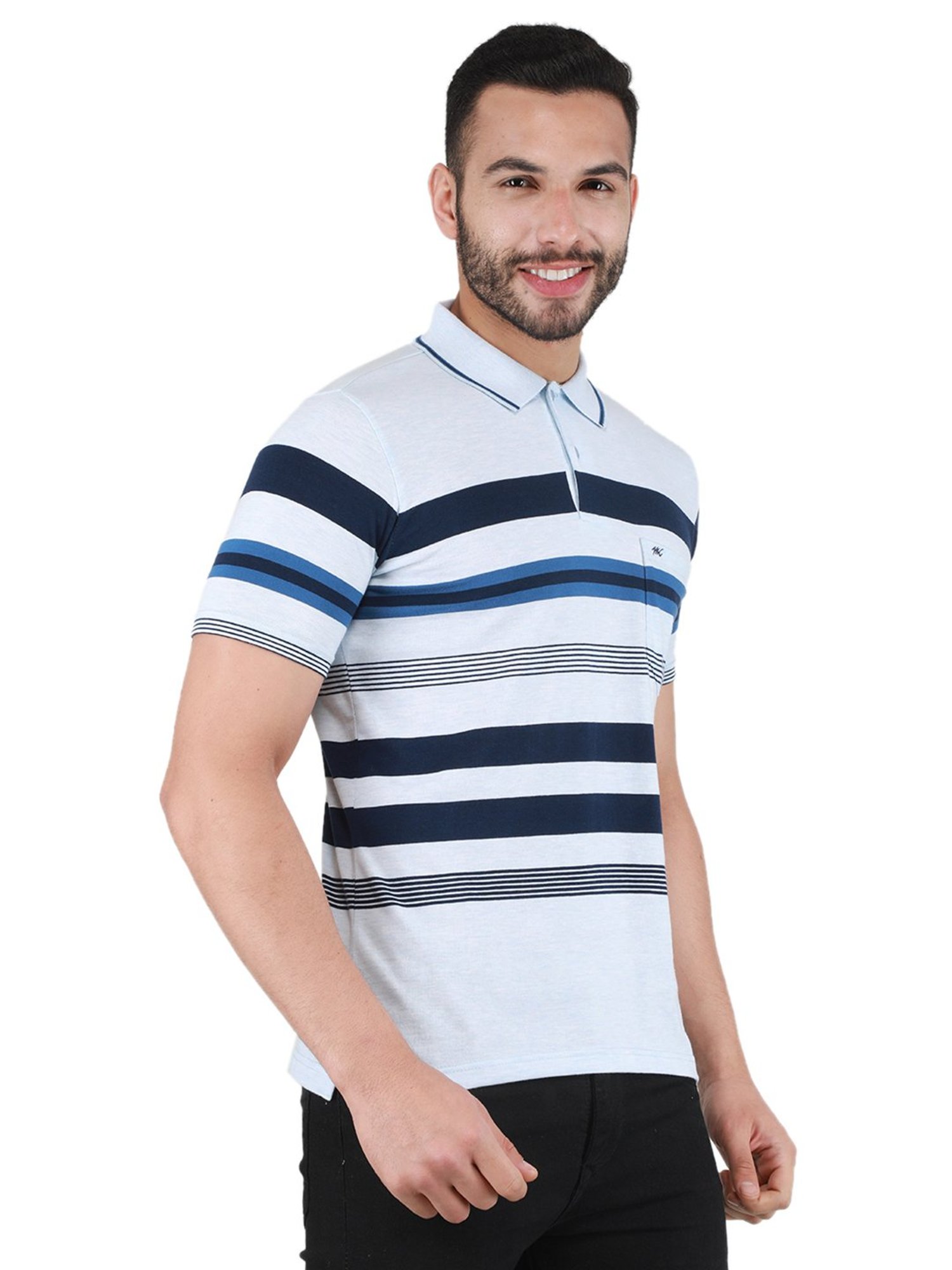 Monte Carlo Multicolor Regular Fit Striped Polo T-Shirt