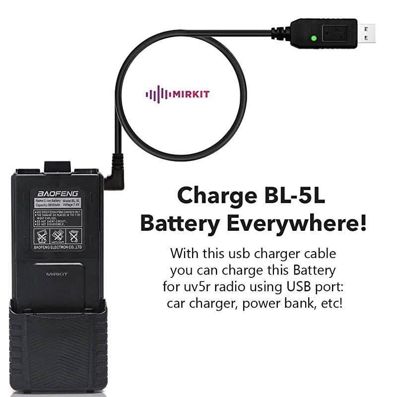 Baofeng Accessories Set Baofeng Battery BL5L 3800mah with Baofeng USB Charging Cable Compatible with Baofeng UV 5R MK2 MK3 MK4 MK5 BF8HP UV5RX3 RD5R UV5RTP UV5X3 by  Radio