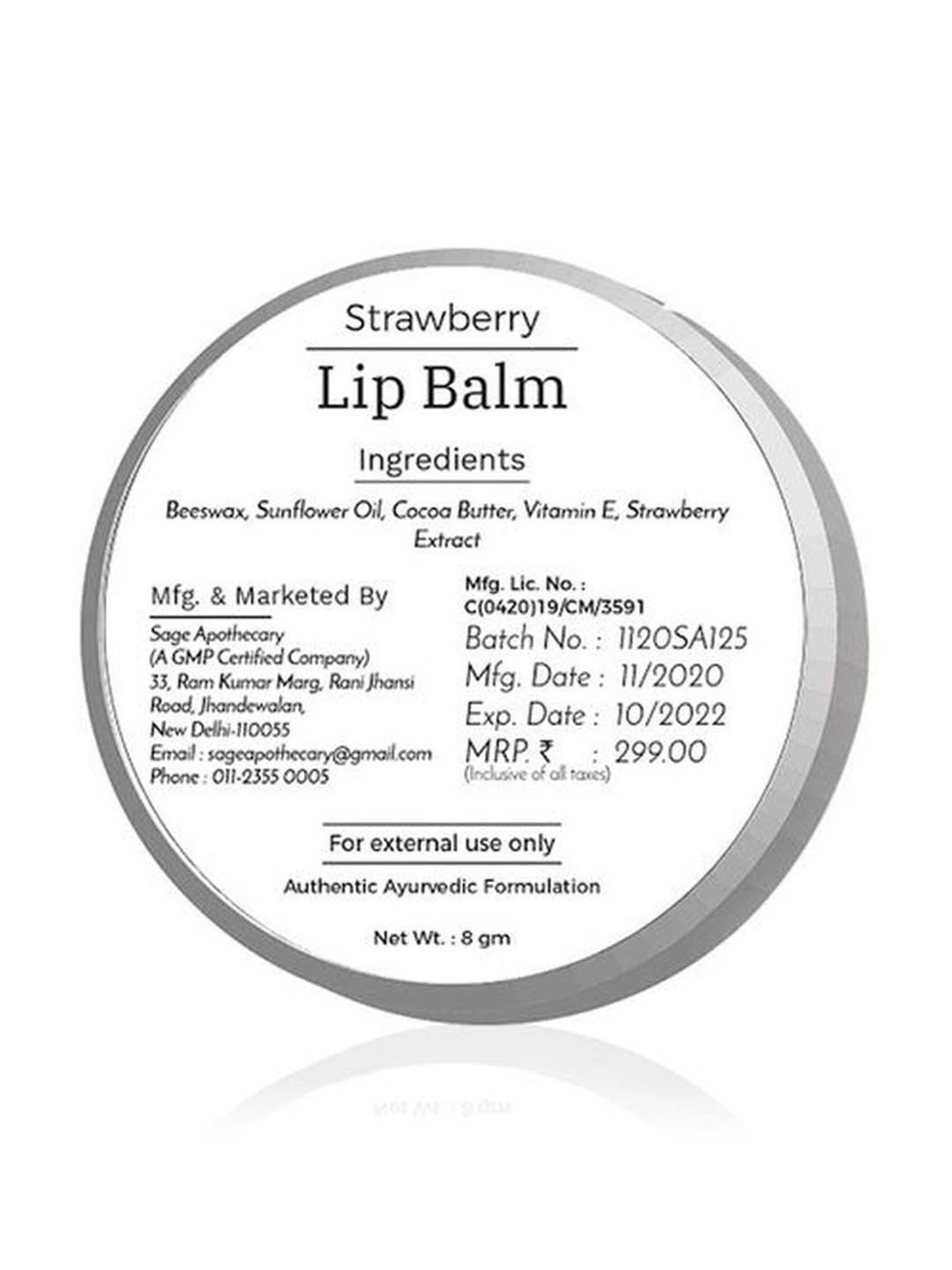Sage Apothecary Strawberry Lip Balm - 8 gm