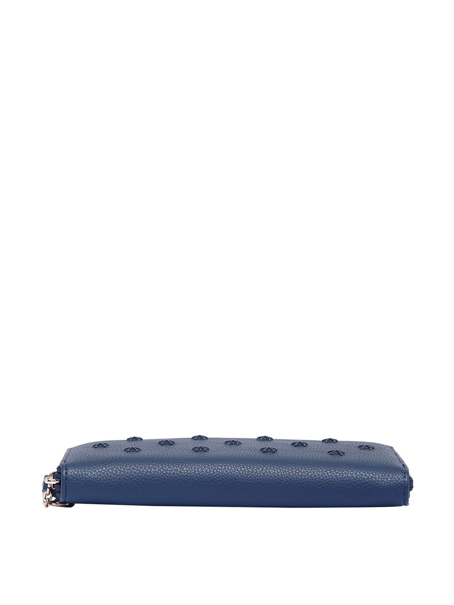 Caprese Star Navy Textured Zip Around Wallet for Women