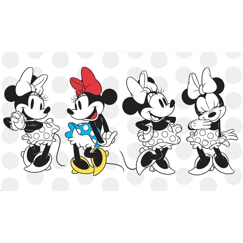 6'x10.5' XL Minnie Rocks the Dots Chair Rail Prepasted Mural Ultra Strippable - RoomMates