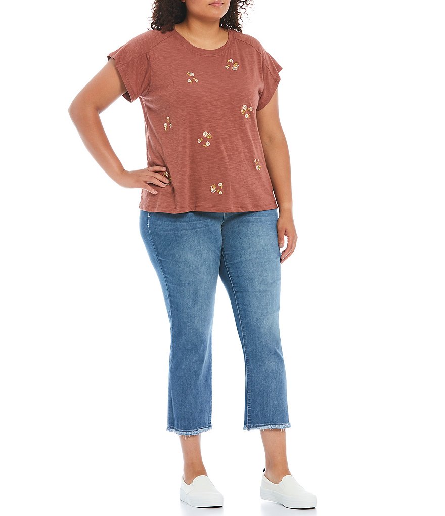 Democracy Plus Size #double;Ab#double;solution High Rise Slim Straight Leg Frayed Hem Jeans