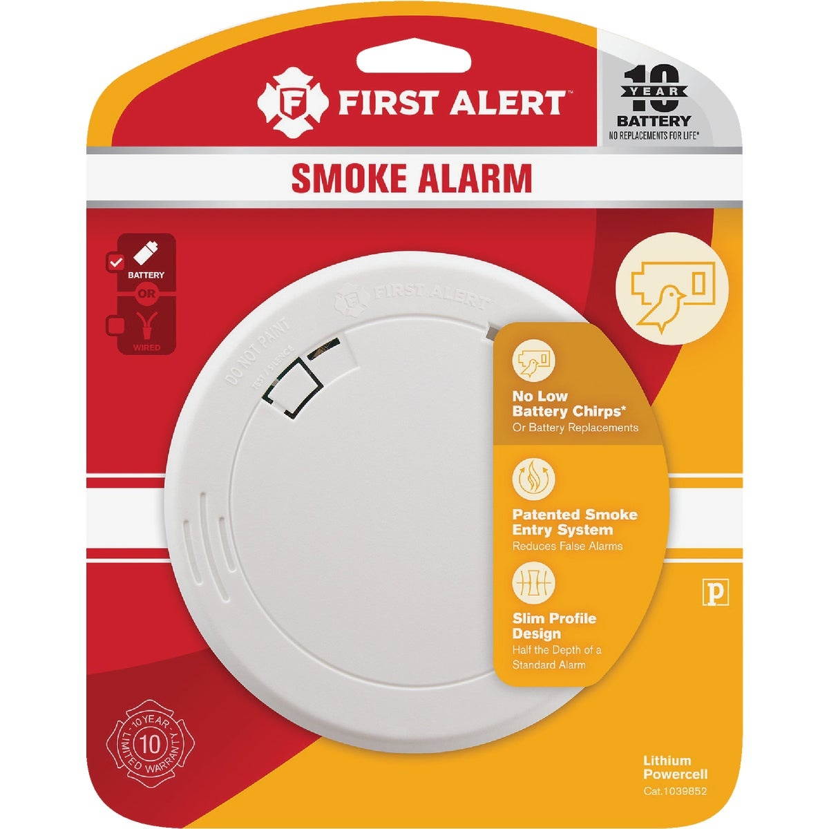 First Alert 10-Year Sealed Battery Photoelectric Slim Round Smoke Alarm 1039852